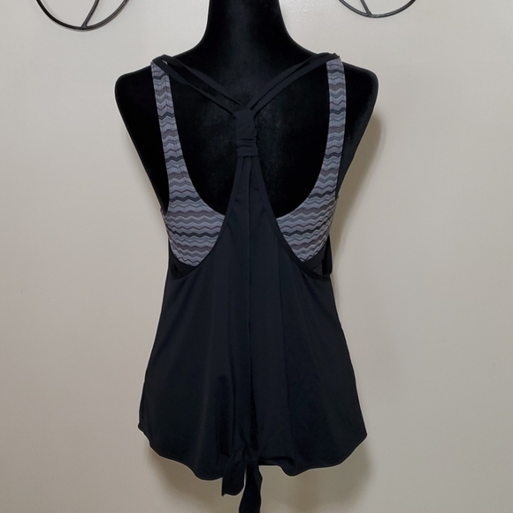 Athleta Black Jacquard Back-Tie Blousy Tankini - Picture 6 of 9